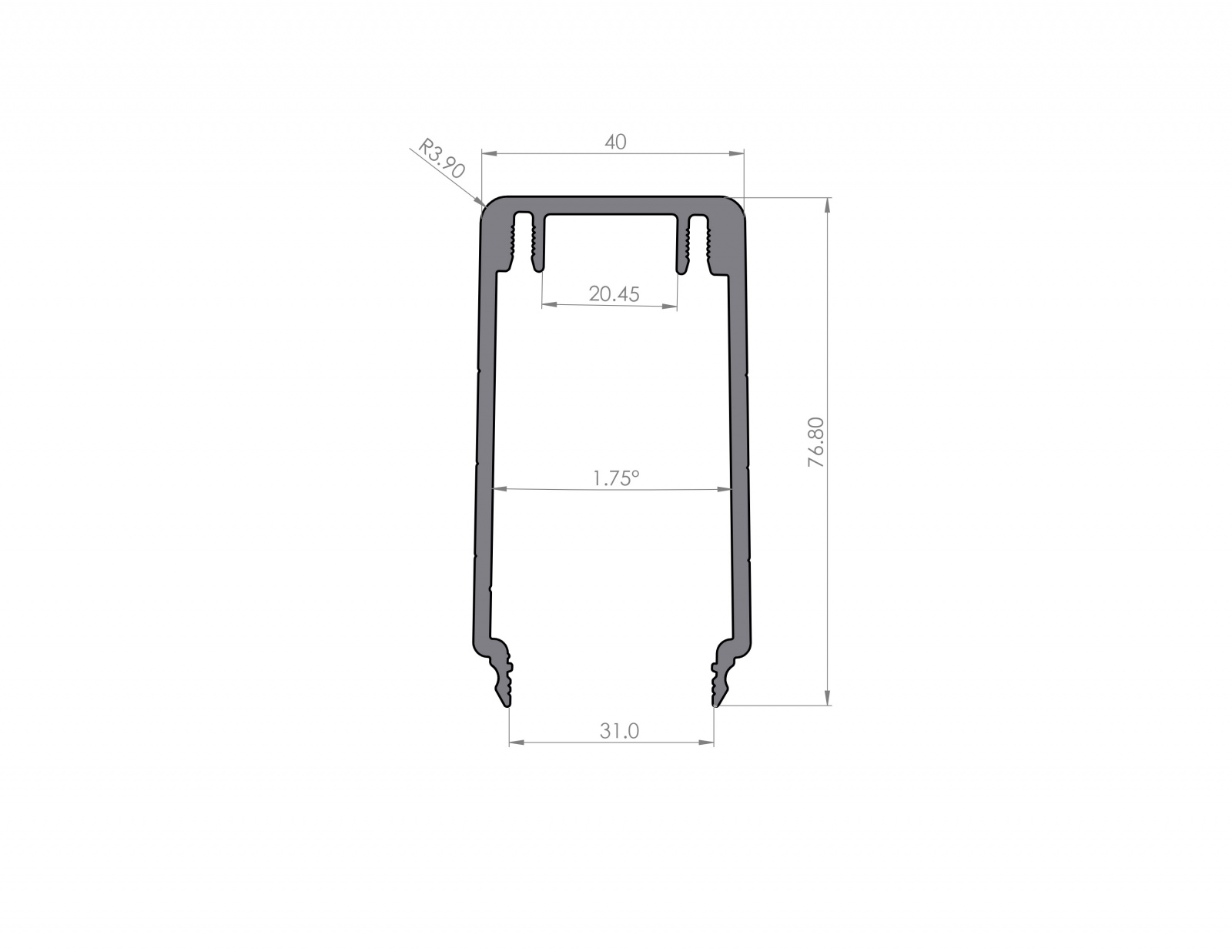 Cable duct profile 40x80